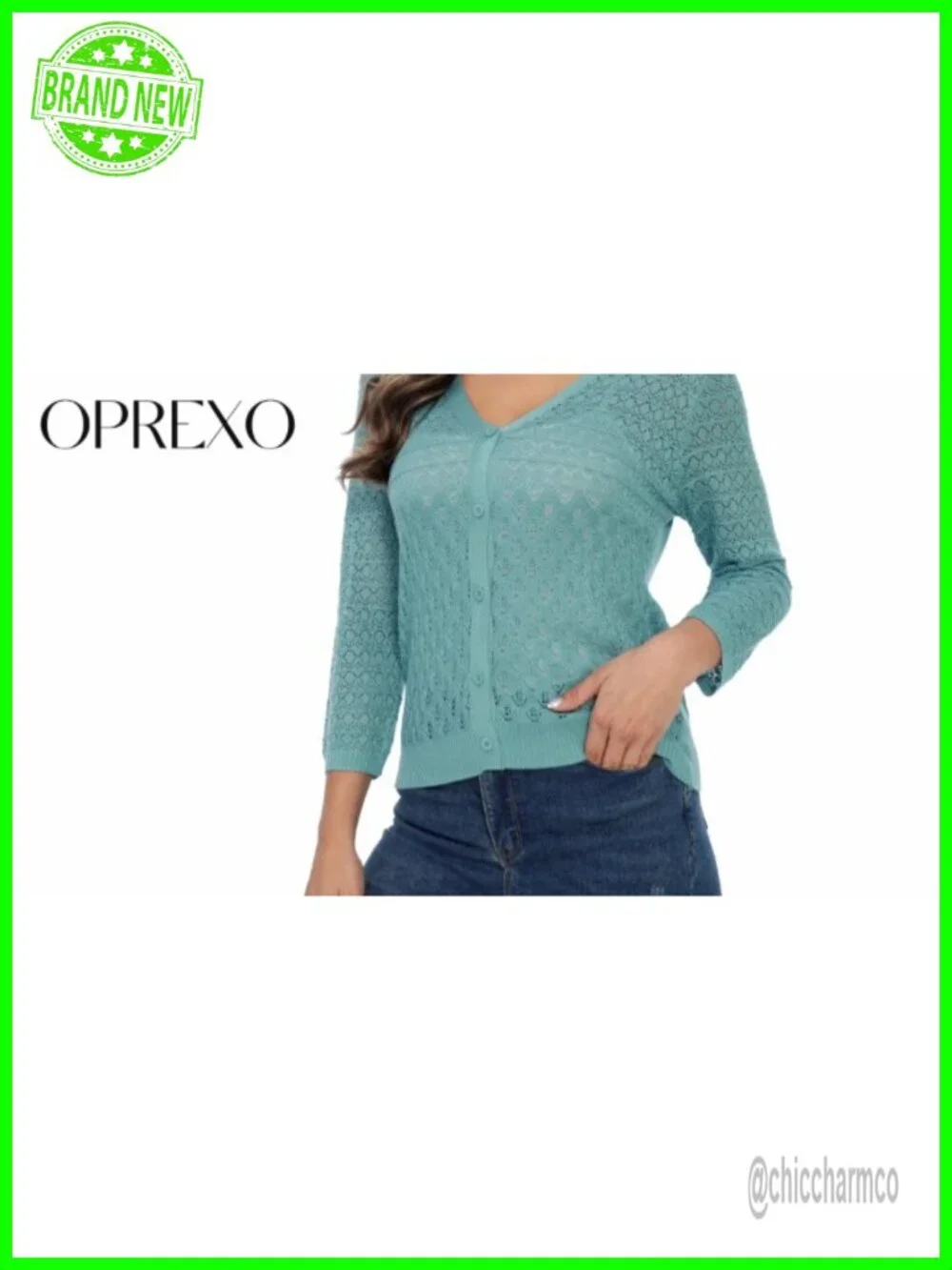 Crochet Knit 3/4 Sleeve Cardigan Shrug